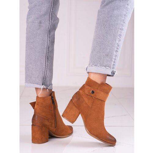 SHELOVET Brown women&amp;#039;s ankle boots on ecological suede post Slike