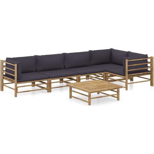  6-dijelna vrtna garnitura od bambusa s tamnosivim jastucima Cijene