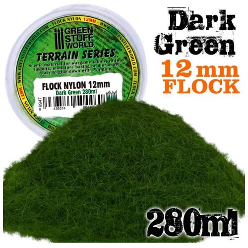Green Stuff World Flock Nylon - Dark Green 12mm - 280ml Slike