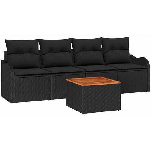 vidaXL Vrtna sedežna garnitura z blazino 5 pcs Črna poli ratan, (5000145033) Cene