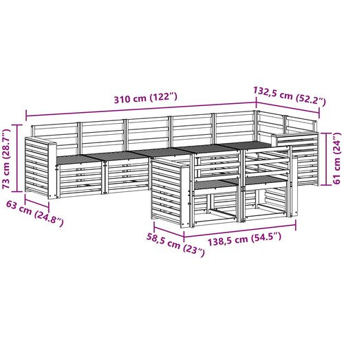  Set vanjskih sofa 8 kom. Prirodna Poliester Bijela 310 x 132,5 x 73 cm Slike