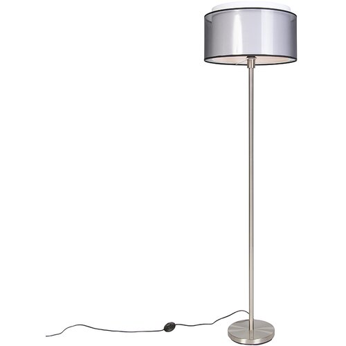 QAZQA Dizajn talne svetilke jeklo s črno-belo senco 47 cm - Simplo Cene