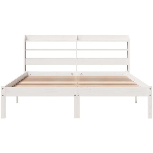 VidaXL Okvir kreveta bez madraca bijeli 135 x 190 cm masivna borovina Slike