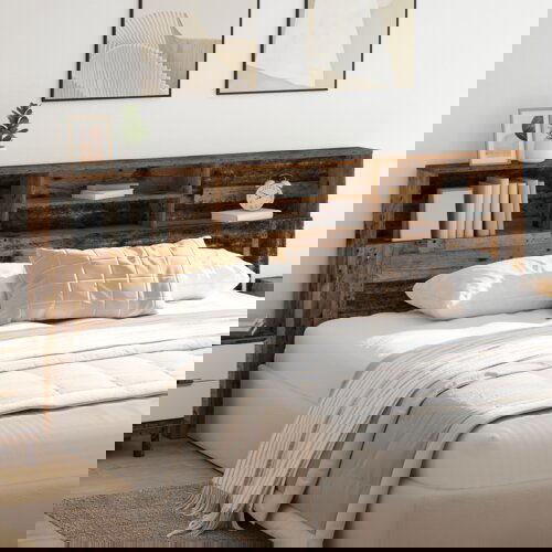 VidaXL Posteljna glava Star les 220 x 19 x 101.5 cm Konstruiran les Slike