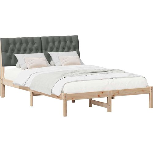 VidaXL krevetni okvir s tapiciranim uzglavljem smeđa 135 x 190 cm Slike