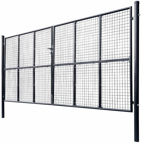  Vrtna vrata od mrežastog čelika 400x175 cm siva Slike