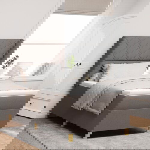 Box Postelja s pomičnim vzmetenjem in vzmetnico Taupe 100x200 cm Tkanina, (22053028) Cene