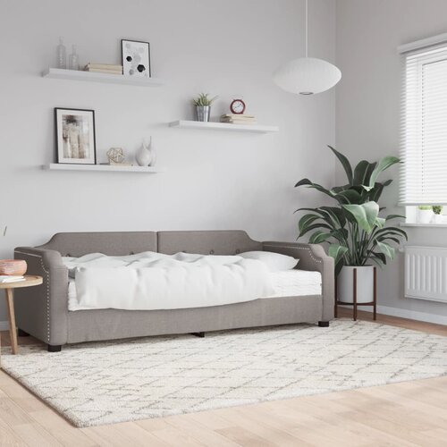  Dnevni krevet s madracem smeđesivi 100 x 200 cm od tkanine Cijene