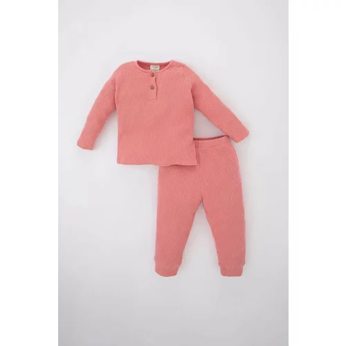 Defacto Baby Girls Long Sleeve Waffle Pajamas Set