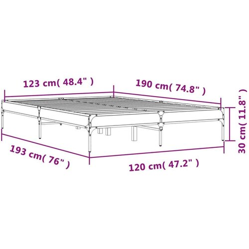 vidaXL Okvir za krevet boja hrasta 120x190cm konstruirano drvo i metal Cene