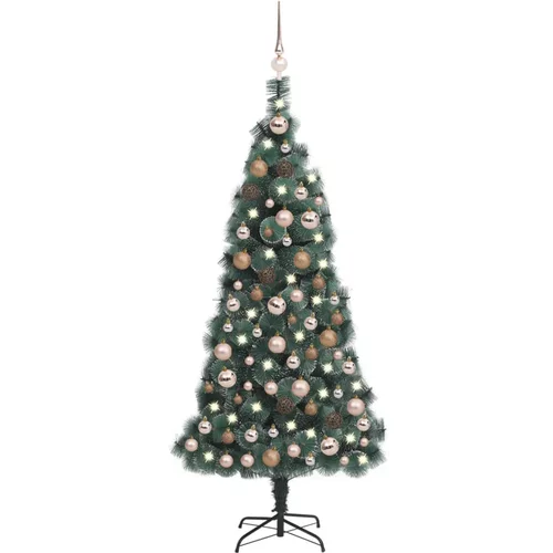 vidaXL umjetno božićno drvce LED s kuglicama zeleno 150 cm PVC i PE