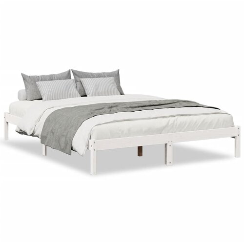 Maison Chic Dalj&amp;scaron;i Posteljni okvir - Dvoposteljna postelja - Zakonska postelja brez vzmetnice bel 160x210 cm borovina, (21695115) Slike