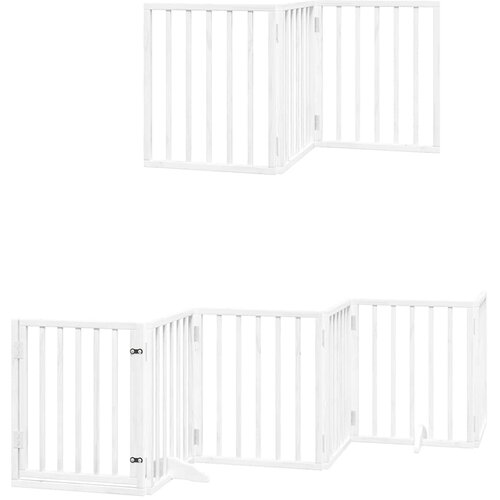  Vrata za pse s vrata&amp;scaron;cima 12 panela sklopiva 600 cm drvo topole Bijela 50 x 60 x 2 cm Slike