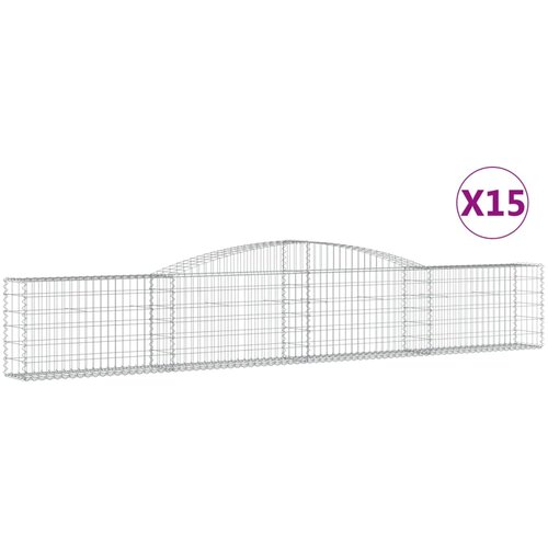  Lučne gabionske ko&amp;scaron;are 15 kom 400x30x60/80 cm pocinčano željez Slike