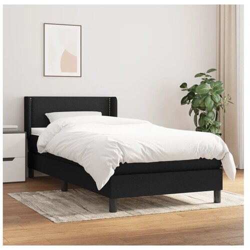  Box spring postelja z vzmetnico črna 100x200 cm blago Cene