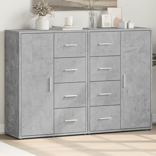  The Living Store Komoda 2 kosa betonsko siva 60x31x84 cm inženirski les - Komoda, (21498699) Slike