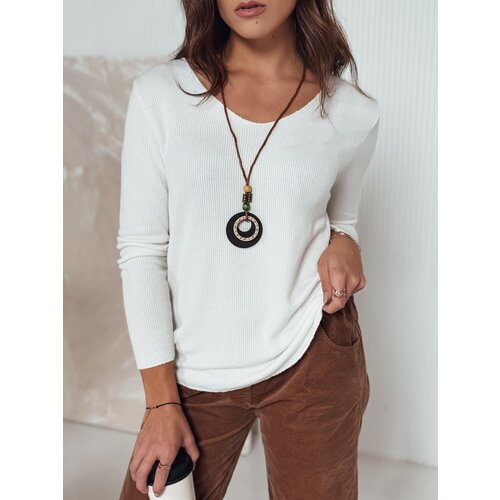 DStreet Sweter damski oversize STYLORE z wisiorkiem ecru Slike