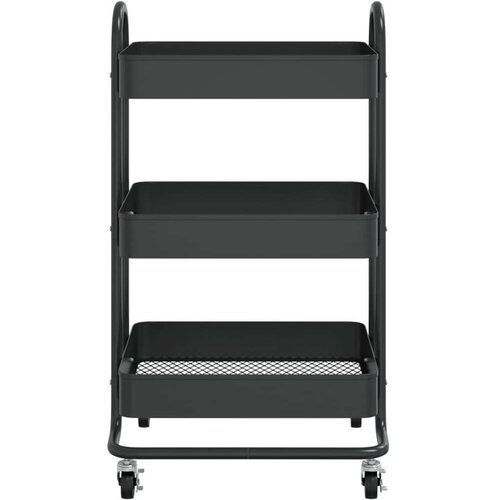 VidaXL Kolica s 3 razine crna 43 x 34 x 79 cm čelična Slike