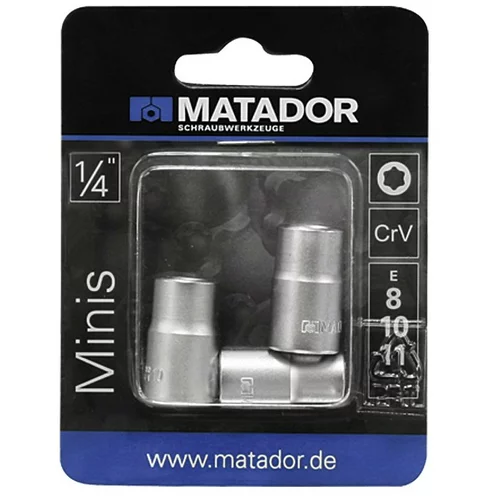Matador set umetaka za nasadne ključeve (Vanjski TORX, 3 x nasadni ključ ¼″ E8/E10/E11)