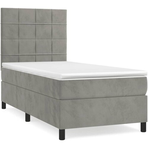Box spring krevet s madracem svjetlosivi 90x190 cm bar&amp;scaron;unasti Slike