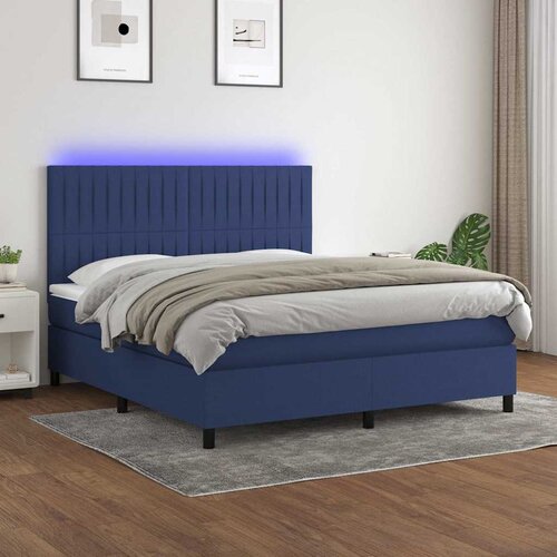  box spring s madracem LED plavi 180x200 cm od tkanine Cijene