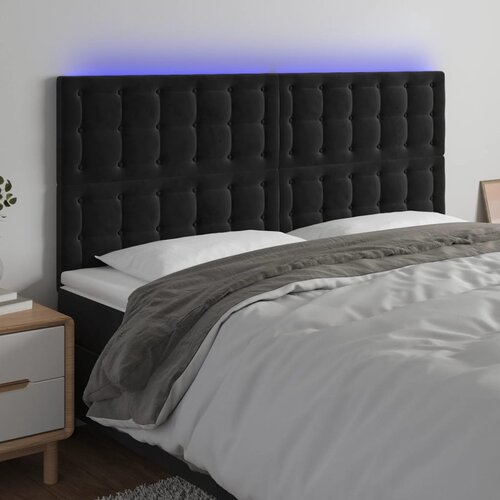 vidaXL LED posteljno vzglavje črno 180x5x118/128 cm žamet Cene