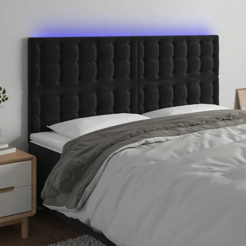 vidaXL LED posteljno vzglavje črno 180x5x118/128 cm žamet