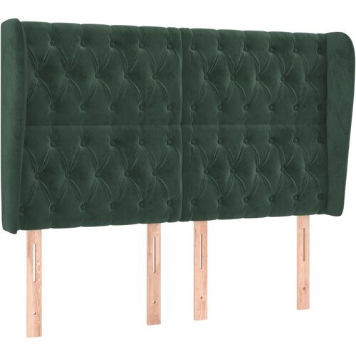 Maison Chic posteljno vzglavje - vzglavna omarica - nočna omarica z u&amp;scaron;esi temno zeleno 147x23x118/128 cm žamet, (21710766) Slike