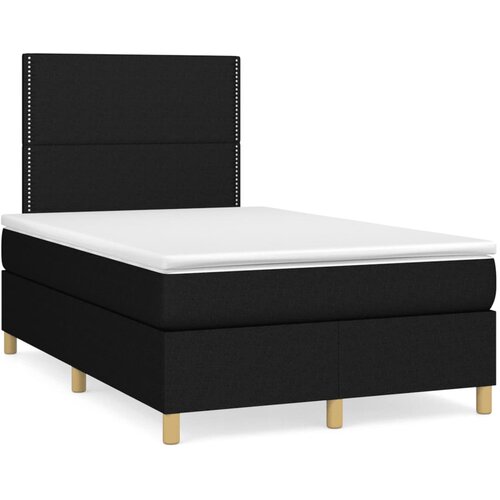 VidaXL Box spring postelja z vzmetnico LED črna 120x190 cm blago Slike