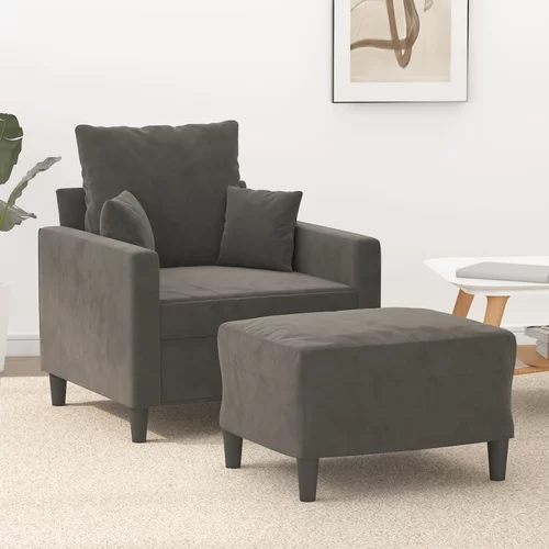 vidaXL Fotelj s stolčkom za noge temno siv 60 cm žamet