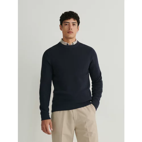 Reserved bombažni pulover - mornarsko modra