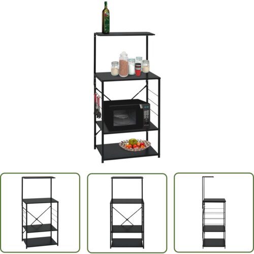 The Living Store Omarica za mikrovalovno pečico črna 60x39,6x123 cm inž. les - Omarica Za Mikrovalovno Pečico, (21745057) Cene