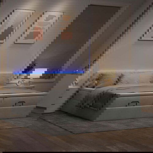 vidaXL Otomanski posteljni okvir z vzmetnicami siv 200x200cm žamet Cene