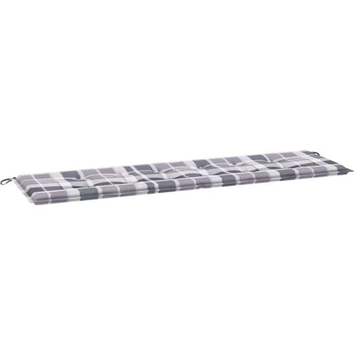  Jastuk za vrtnu klupu sivi karirani 180x50x3 cm tkanina Oxford Slike