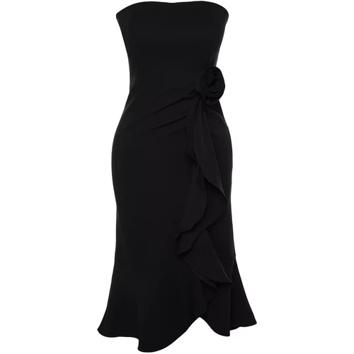 Trendyol Black Rose Accessory Elegant Evening Dress