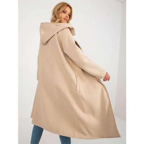 Fashion Hunters Beige Oversized Sweatshirt Coat with Strap