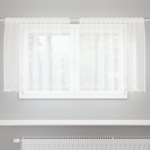 vidaXL Čipkasta Zavesa z zavesami Cvetlični Bela 150 x 100 cm Poliester Cene