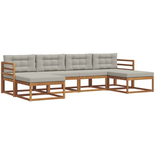  Set vanjskih sofa 6 kom. Prirodna i svjetlosiva Smeđa 325 x 162,5 x 73 cm Slike