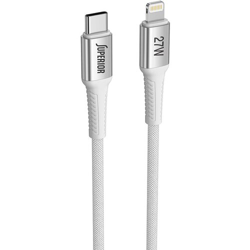 Superior USB data kabl SU-K150, Type-C na Lightning, Pleteni, 27W, 3A, 1 m, Beli Cene