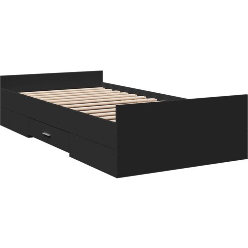 VidaXL Posteljni okvir s predali črn 90x190 cm inženirski les, (21128459) Slike