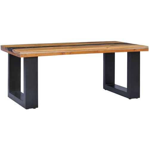 Maison Chic Klubska mizica - kavna mizica - Nizka mizica 100x50x40 cm trdna tikovina in poliestrska smola, (21754329) Slike
