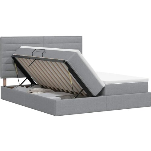  Krevet s od storage s pohranom Svjetlosiva 200 x 200 cm Tkanina - Svjetlosiva 200 x 200 cm Dizajn linija Slike