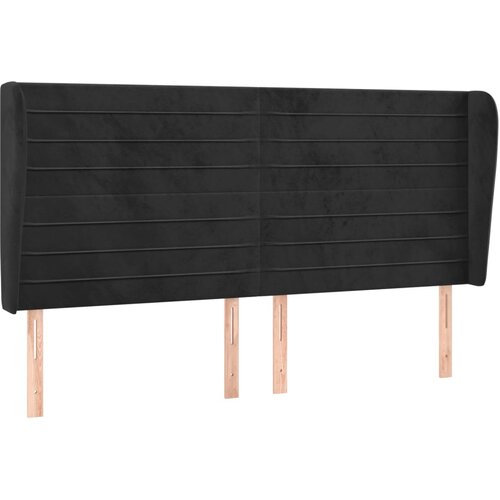 Maison Chic posteljno vzglavje - vzglavna omarica - nočna omarica z u&amp;scaron;esi črno 203x23x118/128 cm žamet, (21713086) Slike