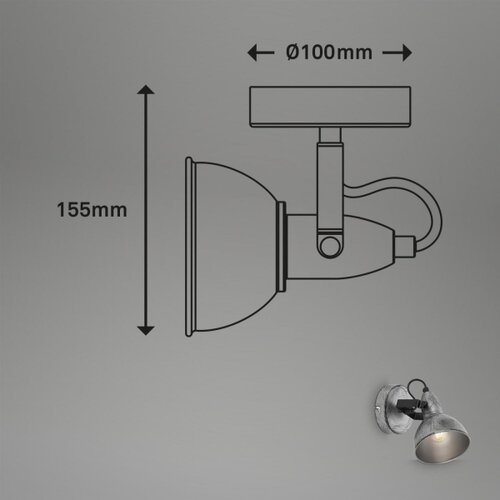 BRILONER 2049-014 - zidno spot svetlo retro 1xE14/40W/230V sivo Slike