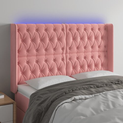 The Living Store led posteljno vzglavje roza 147x16x118/128 cm žamet - led vzglavje, (21495389) Cene