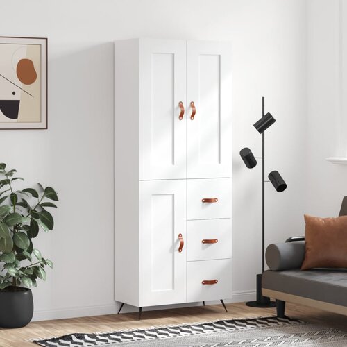 vidaXL Visoka omara bela 69,5x34x180 cm inženirski les Cene