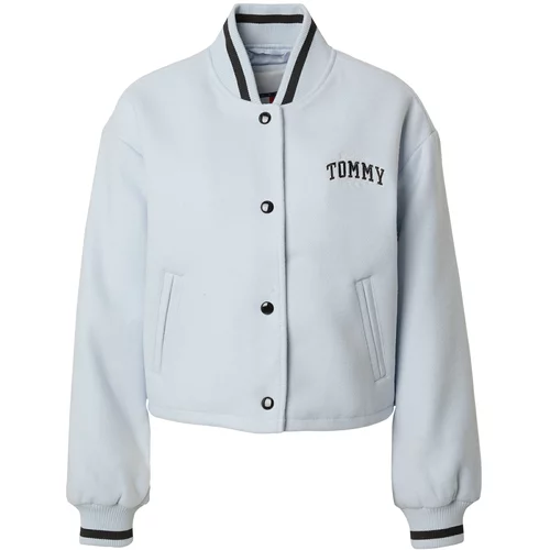 Tommy Jeans Prehodna jakna 'VARSITY' svetlo modra / črna / bela