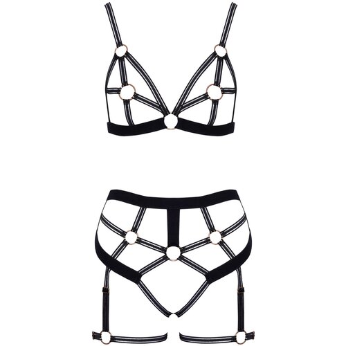 Cottelli Collection cottelli lingerie &amp;ndash; ouvert set bra &amp;amp; thong &amp;ndash; black Slike