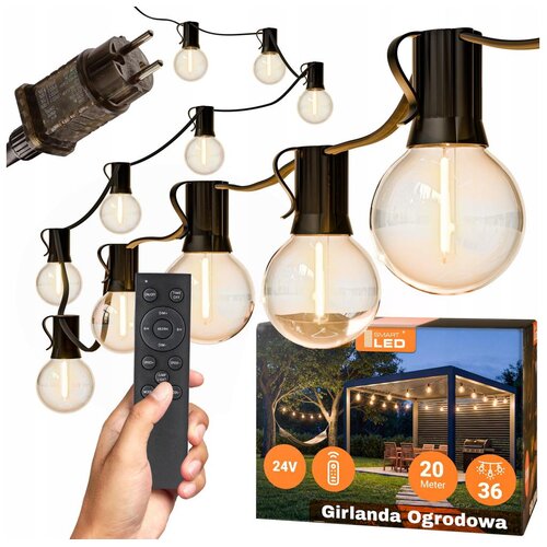  LED prigu&scaron;iva spoljni dekorativni lanac 36xE12/1W/24/230V 22,35 m IP65 crna + sa daljinskim upravljačem Cene