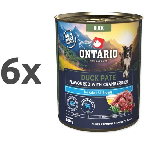 Ontario Dog Adult konzerva, pa&scaron;teta - raca in brusnice 6 x 800 g Cene